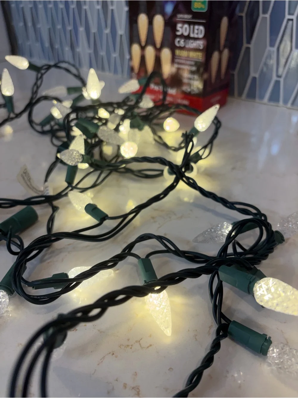 50 LED C6 Warm White String Lights